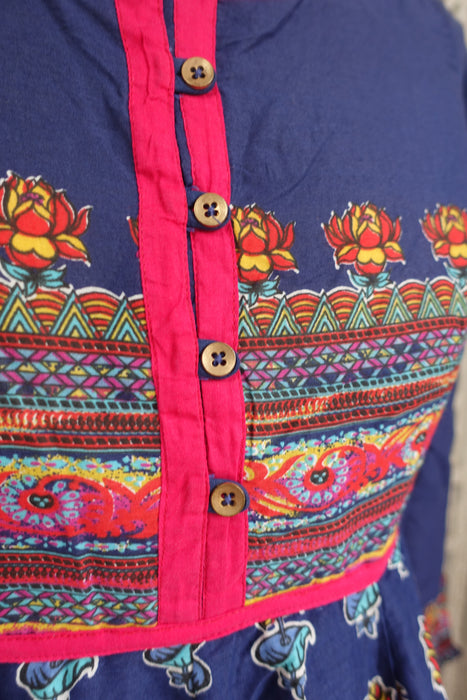 Blue Biba Frock With Plain Churidaar - UK 12 / EU 38 - New