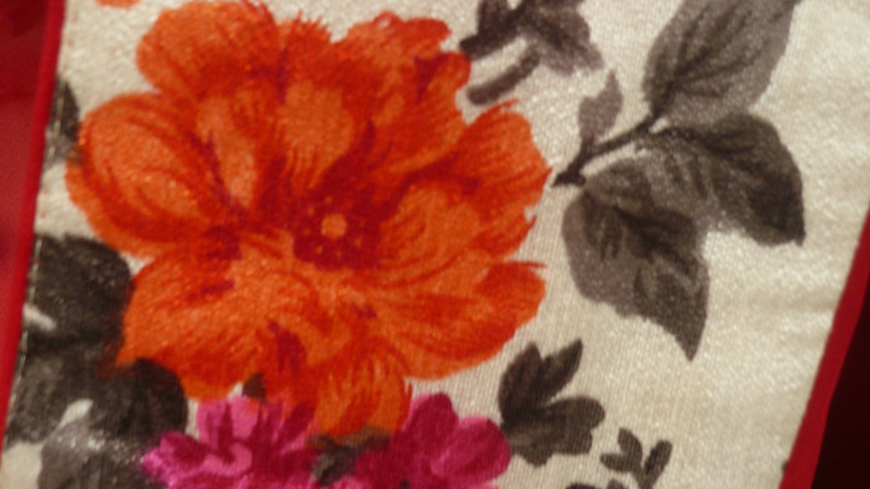 Red Chiffon With Swarovski Work Printed Silk With 36 Bust Blouse