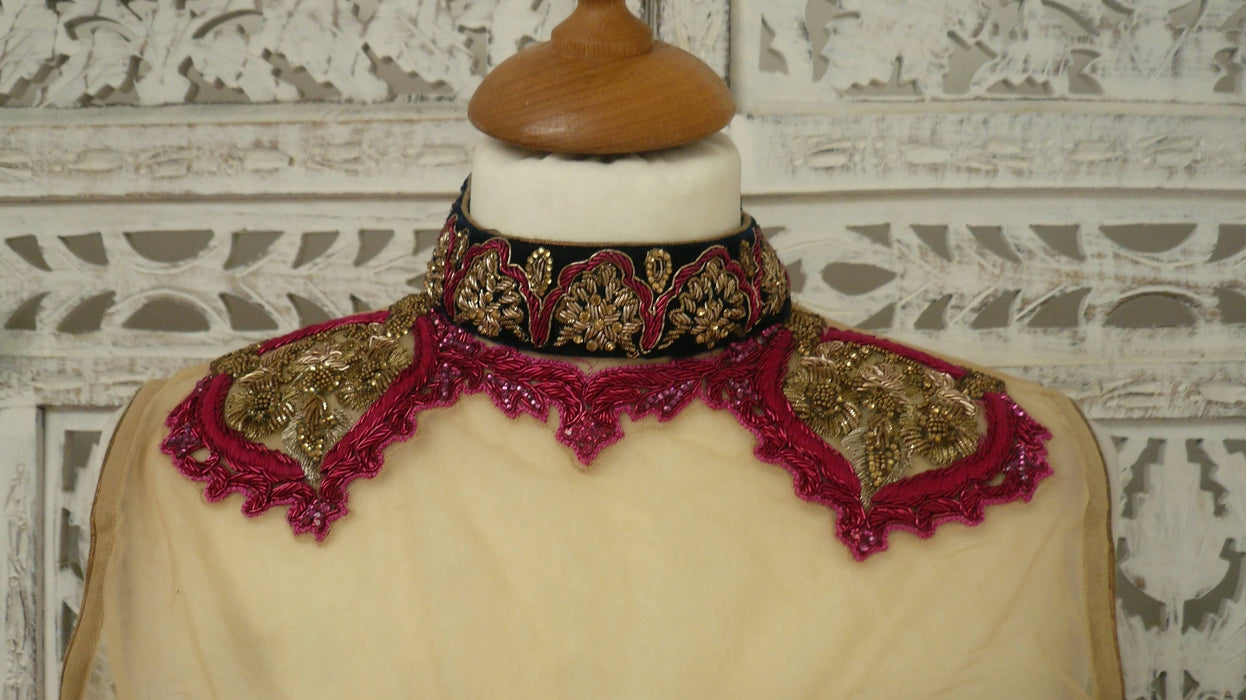 Red Chiffon With Swarovski Work Printed Silk With 36 Bust Blouse
