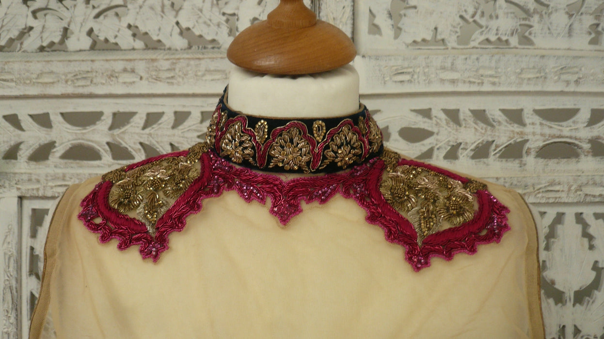 Red Chiffon With Swarovski Work Printed Silk With 36 Bust Blouse