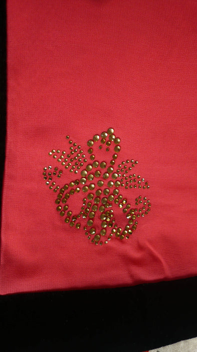 Red Chiffon With Swarovski Work Printed Silk With 36 Bust Blouse