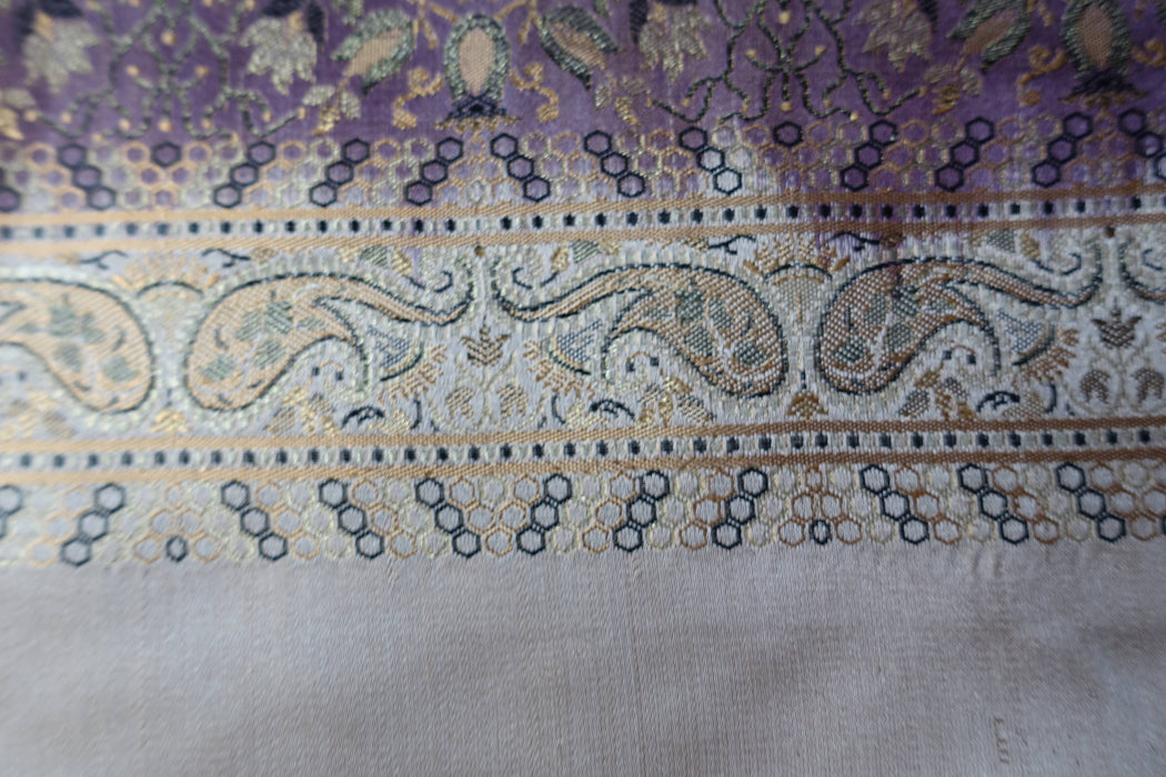 Blush & Aubergine Sateen Silk Sari - Preloved