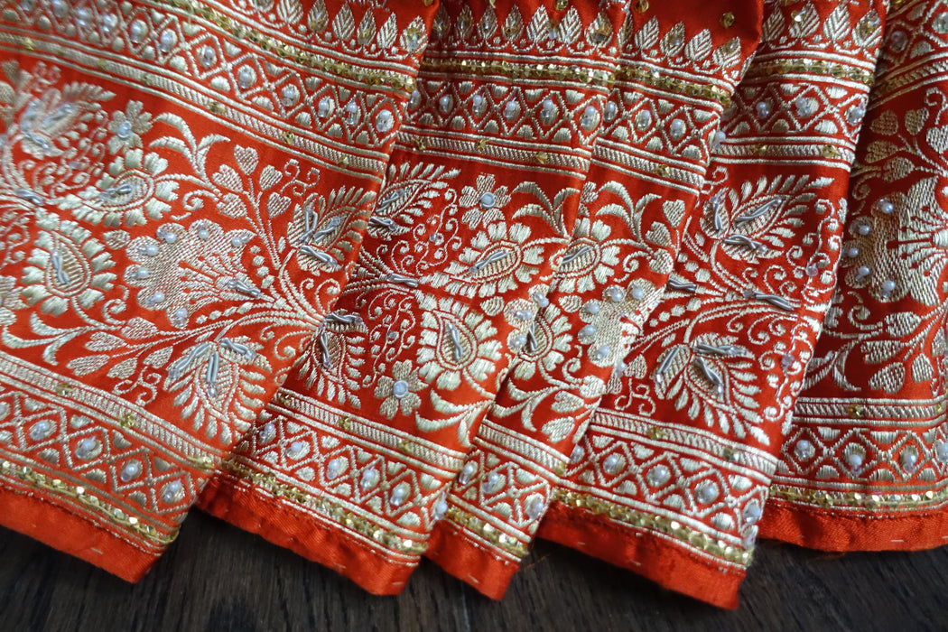 Orange Vintage Zari Sari With Blouse - Preloved