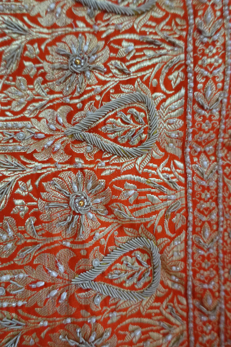 Orange Vintage Zari Sari With Blouse - Preloved