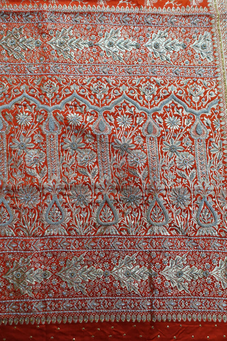 Orange Vintage Zari Sari With Blouse - Preloved