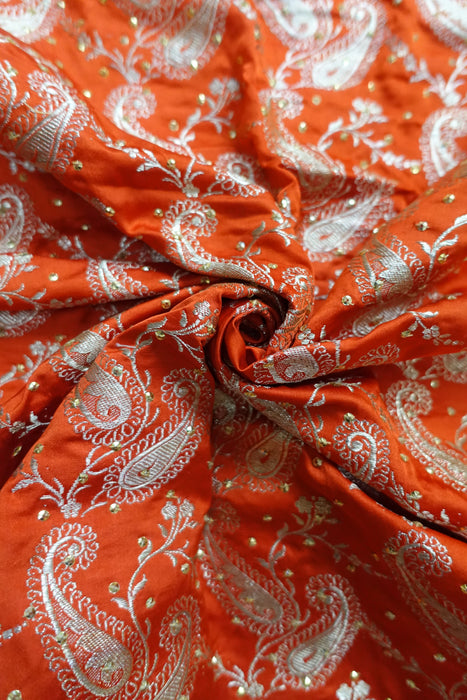 Orange Vintage Zari Sari With Blouse - Preloved