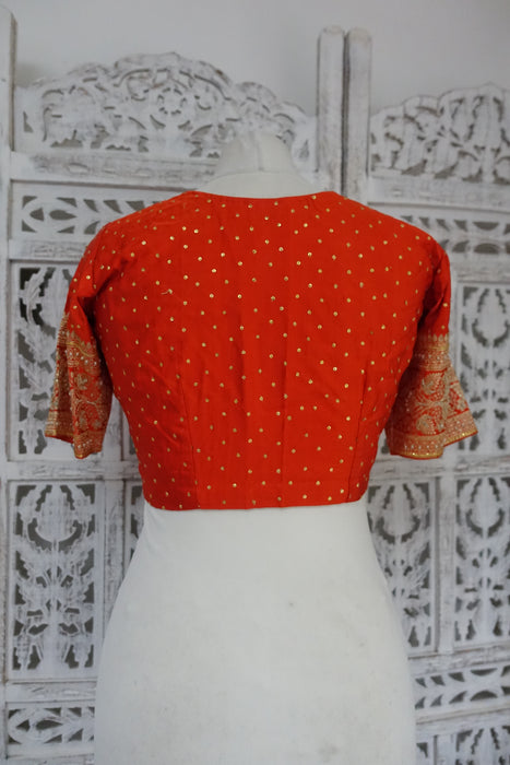 Orange Vintage Zari Sari With Blouse - Preloved