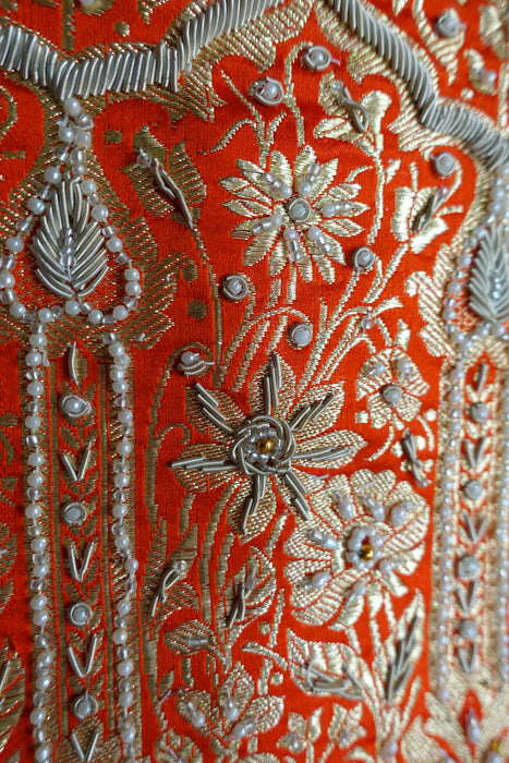 Orange Vintage Zari Sari With Blouse - Preloved
