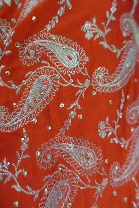Orange Vintage Zari Sari With Blouse - Preloved