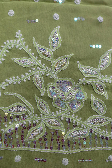 Green Embroidered Sari - Preloved
