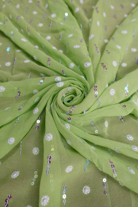 Green Embroidered Sari - Preloved