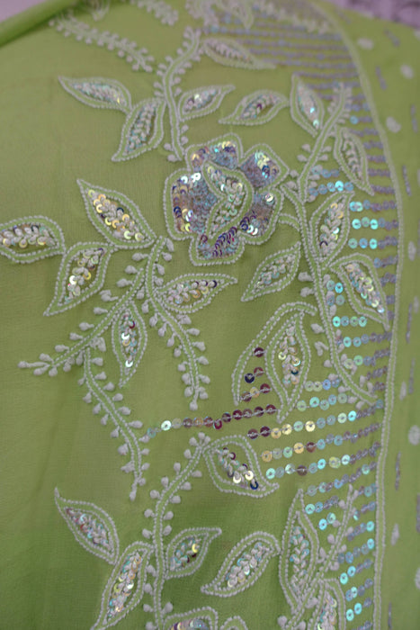 Green Embroidered Sari - Preloved