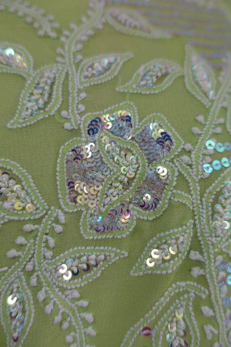 Green Embroidered Sari - Preloved