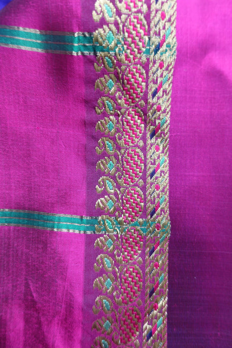 Purple Silk Blend Sari - New