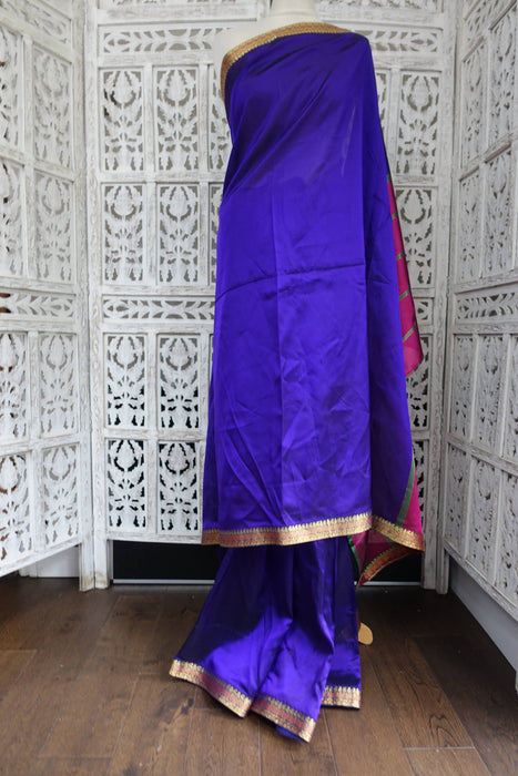 Purple Silk Blend Sari - New