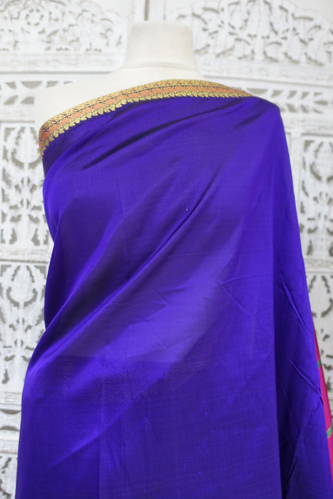 Purple Silk Blend Sari - New