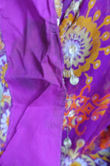 Purple Vintage Chiffon Embroidered Sari - Preloved