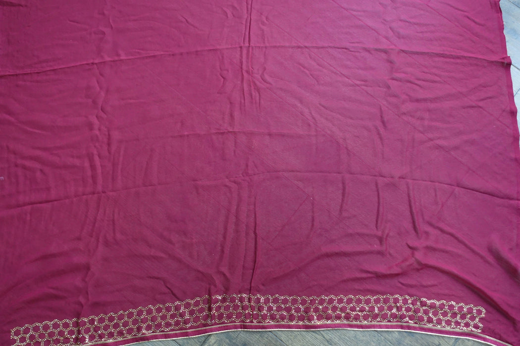 Maroon Chiffon With Blouse Piece - New