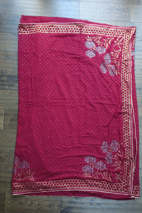 Maroon Chiffon With Blouse Piece - New
