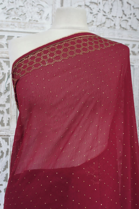Maroon Chiffon With Blouse Piece - New