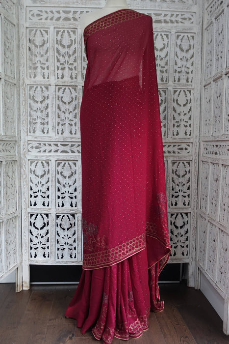 Maroon Chiffon With Blouse Piece - New