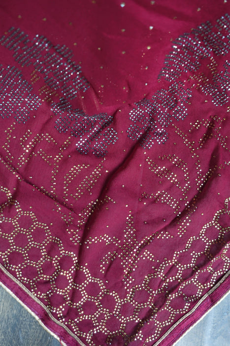 Maroon Chiffon With Blouse Piece - New