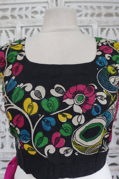 Black Linen Mix Sari With Blouse To Fit 37 Bust - New