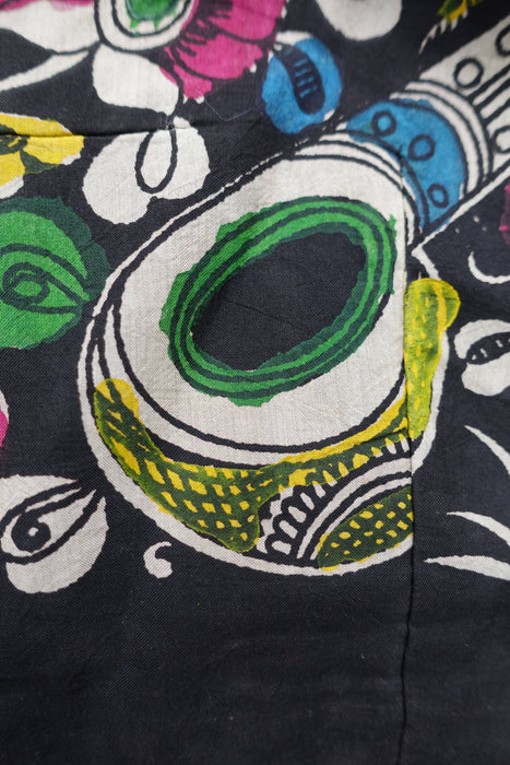 Black Linen Mix Sari With Blouse To Fit 37 Bust - New