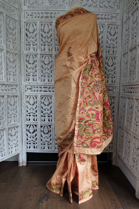 Caramel Vintage Pure Silk Sari - New