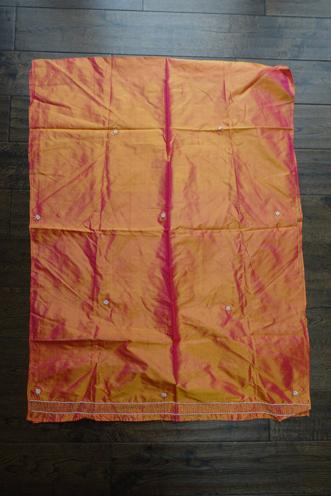 Peach Vintage Pure Silk Brand Sari - New