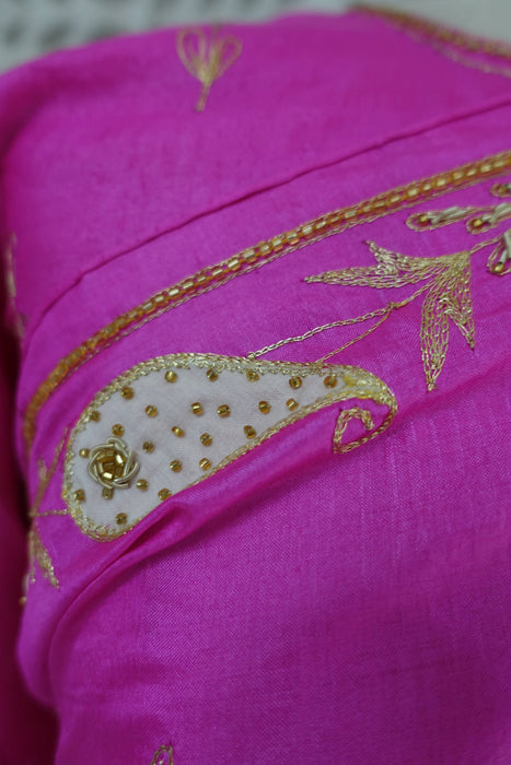 Pink Tissue Silk Beaded Sari And Blouse To Fit Bust 39 - Preloved