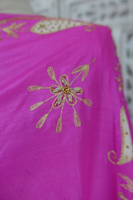 Pink Tissue Silk Beaded Sari And Blouse To Fit Bust 39 - Preloved