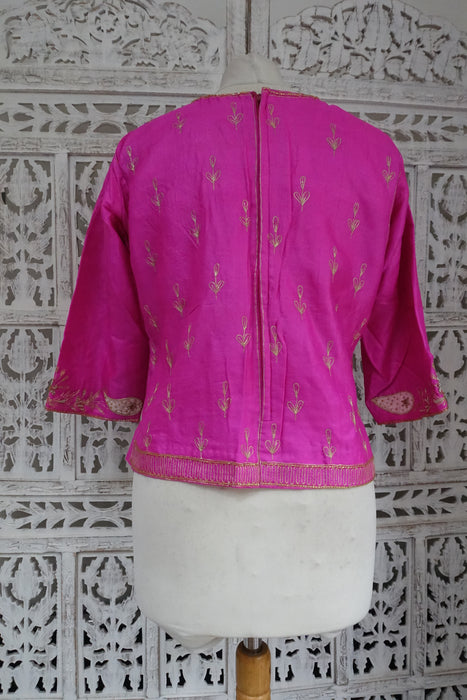 Pink Tissue Silk Beaded Sari And Blouse To Fit Bust 39 - Preloved