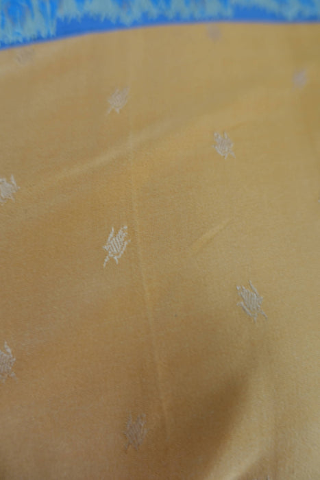 Peach And Blue Vintage Silk Sari - New