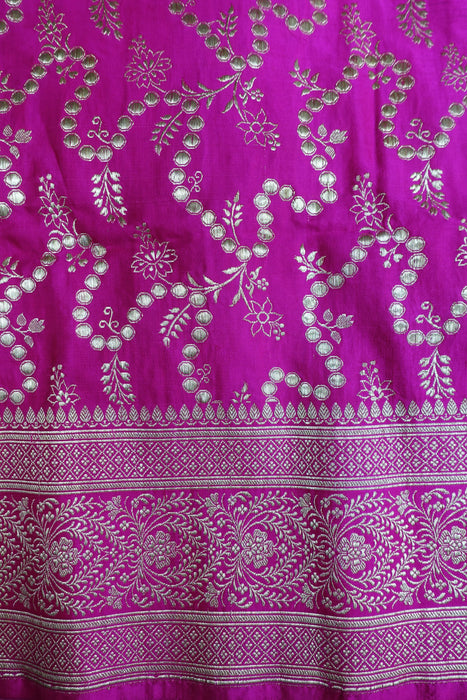 Hot Pink Vintage Wedding Banarsi Silk With Blouse To Fit 35 Bust - New