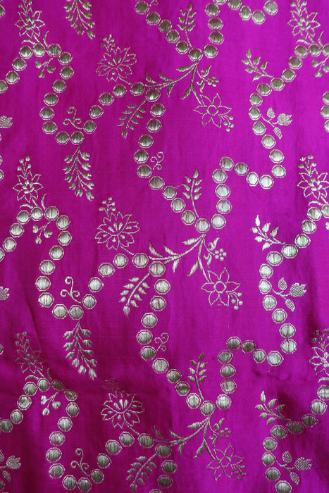 Hot Pink Vintage Wedding Banarsi Silk With Blouse To Fit 35 Bust - New