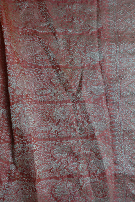 Caramel And Peach Bandhani Silk Sari - New