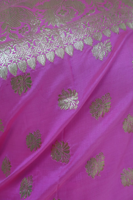 Pink Banarsi Pure Silk Vintage Sari - New