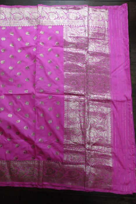 Pink Banarsi Pure Silk Vintage Sari - New