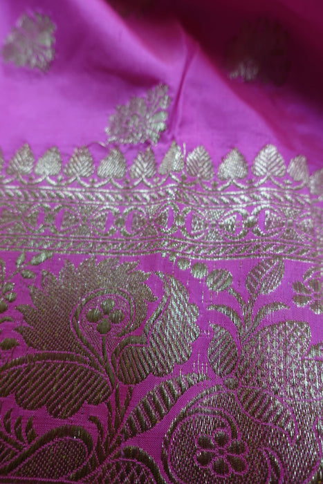 Pink Banarsi Pure Silk Vintage Sari - New