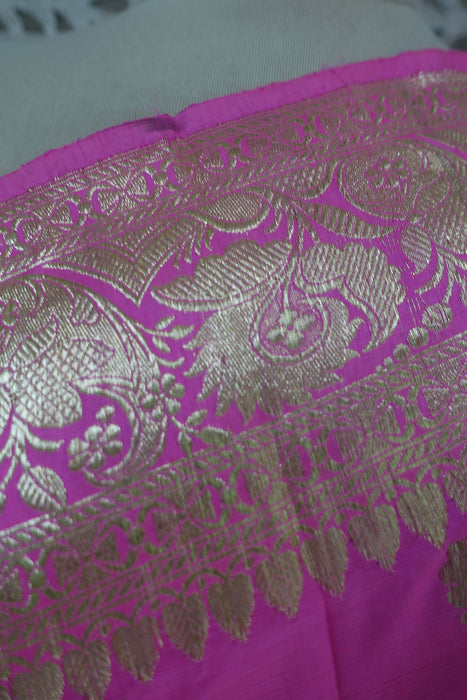 Pink Banarsi Pure Silk Vintage Sari - New