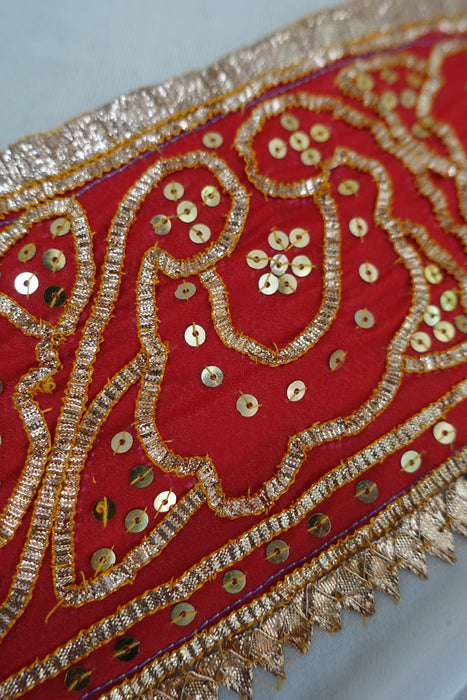 White Vintage Georgette Wedding Sari With Sikhya Work - Preloved
