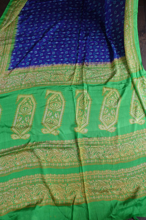 Lime Green And Purple Vintage Silk Sari - New