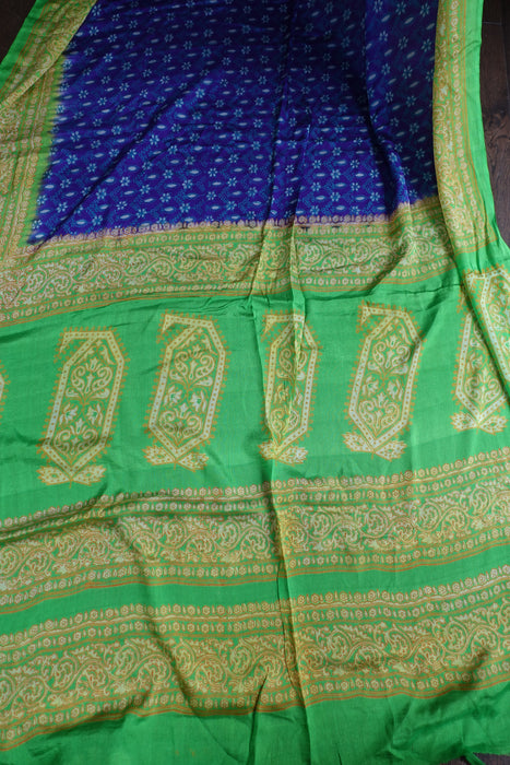 Lime Green And Purple Vintage Silk Sari - New