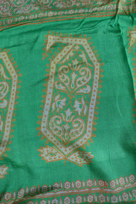 Lime Green And Purple Vintage Silk Sari - New