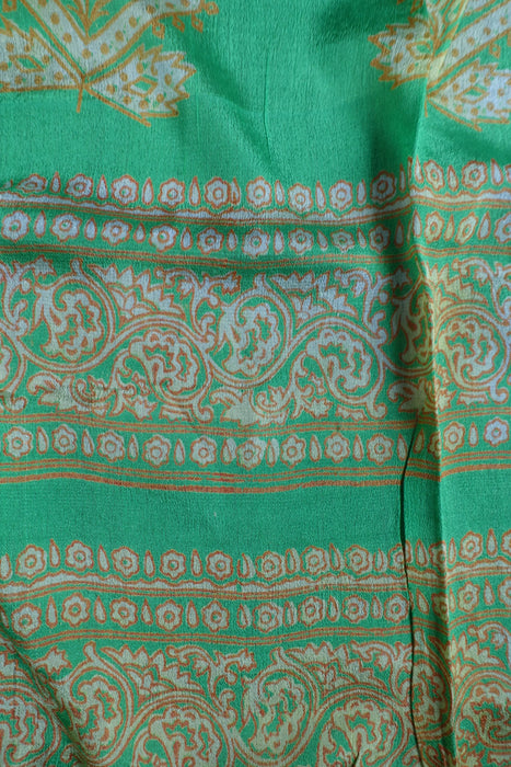 Lime Green And Purple Vintage Silk Sari - New