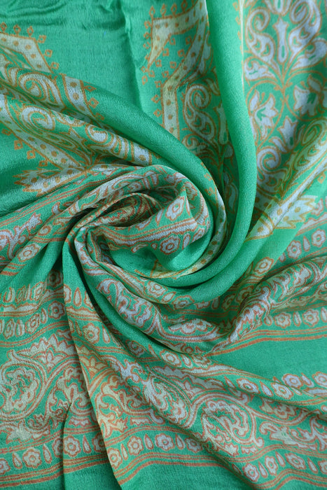 Lime Green And Purple Vintage Silk Sari - New