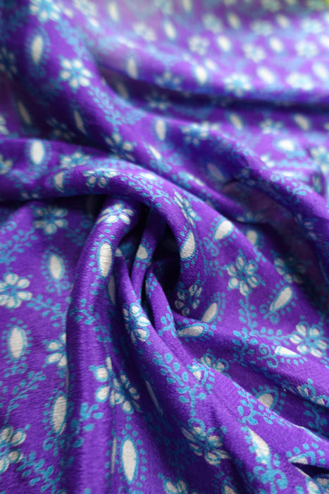Lime Green And Purple Vintage Silk Sari - New