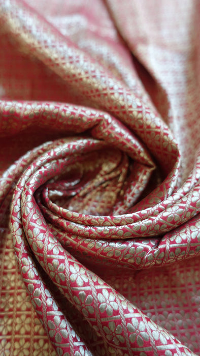 Red And Gold Heavy Vintage Gold Zari Sari - Preloved