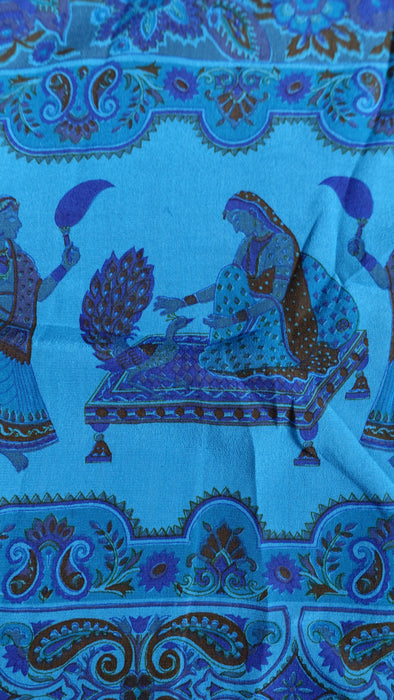 Blue Silk Printed Sari - Preloved